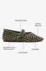 Verona Macrame Ballet Flat In Seaweed, Black and Silver Metallic Leather sold by Larroude