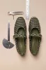 Verona Macrame Ballet Flat In Seaweed, Black and Silver Metallic Leather sold by Larroude