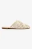 Venice Macrame Flat Mule In Ivory Leather sold by Larroude