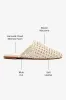 Venice Macrame Flat Mule In Ivory Leather sold by Larroude