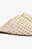 Venice Macrame Flat Mule In Ivory Leather sold by Larroude