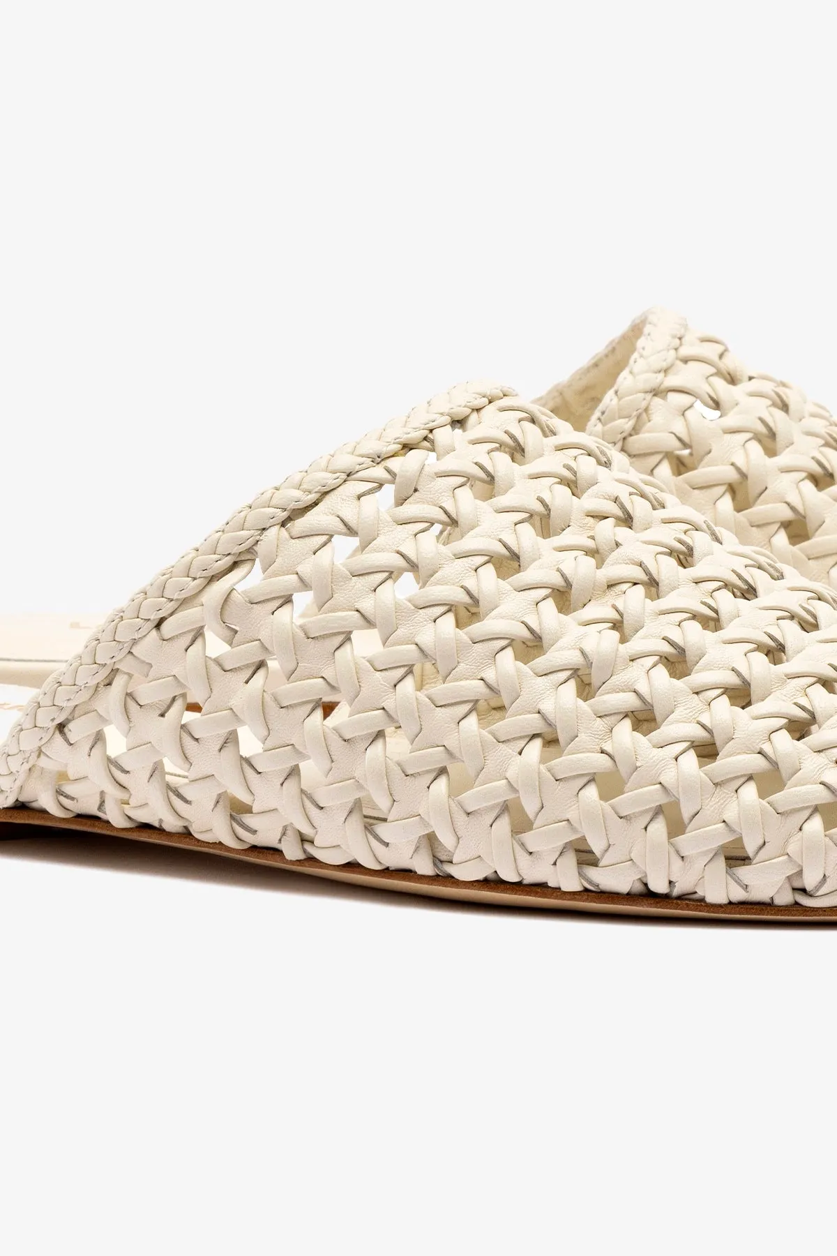 Venice Macrame Flat Mule In Ivory Leather sold by Larroude product image thumbnail 4