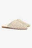 Venice Macrame Flat Mule In Ivory Leather sold by Larroude