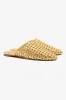 Venice Macrame Flat Mule In Gold Metallic Leather sold by Larroude