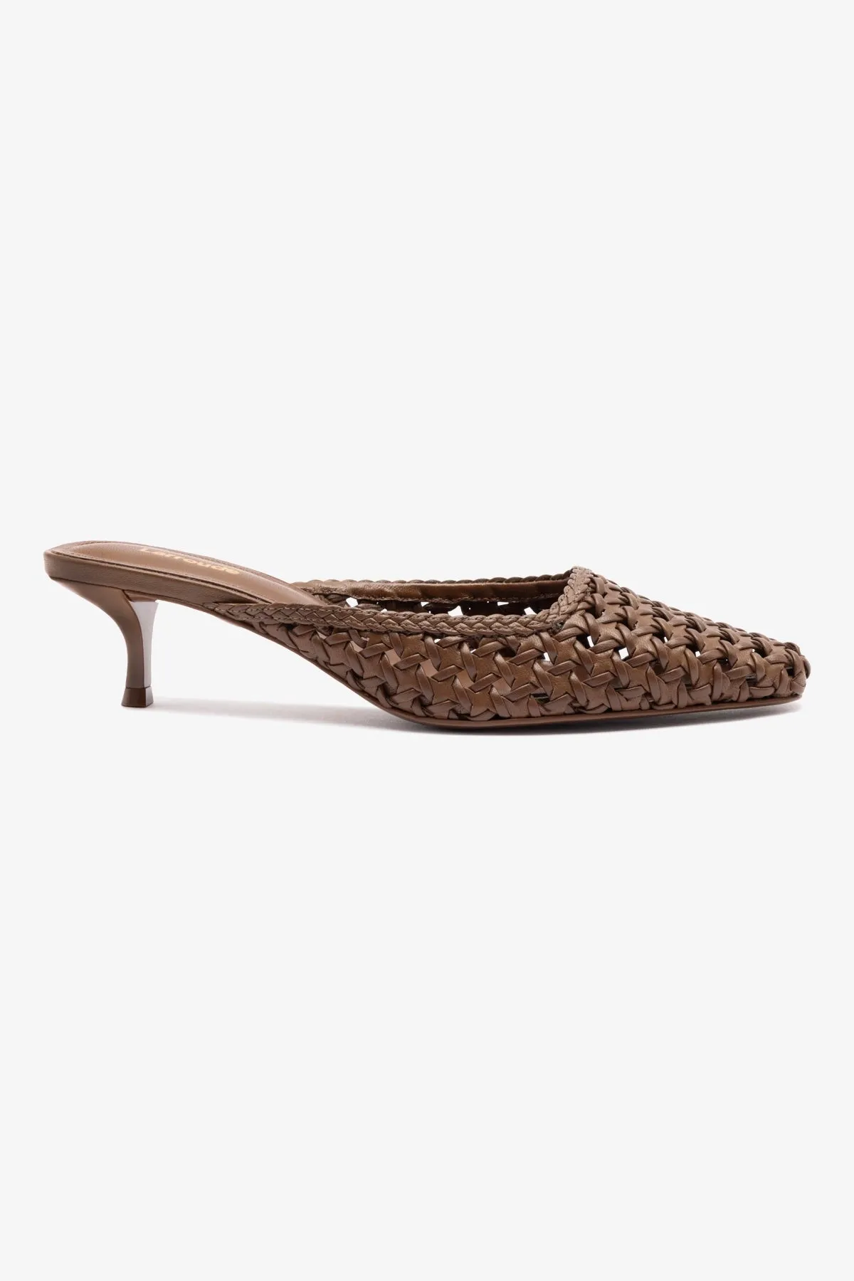 Amal Macrame Mule In Burnt Umber Leather sold by Larroude