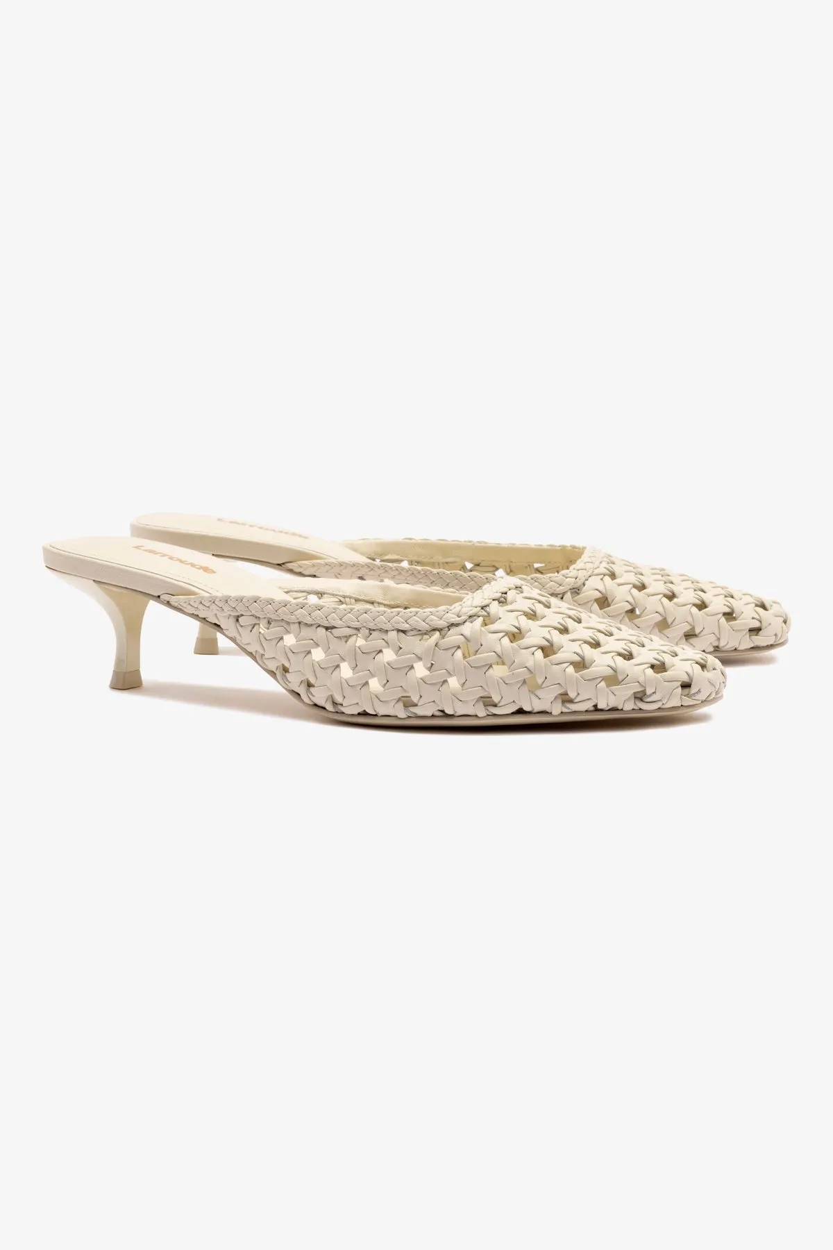 Amal Macrame Mule In Ivory Leather sold by Larroude product image thumbnail 3