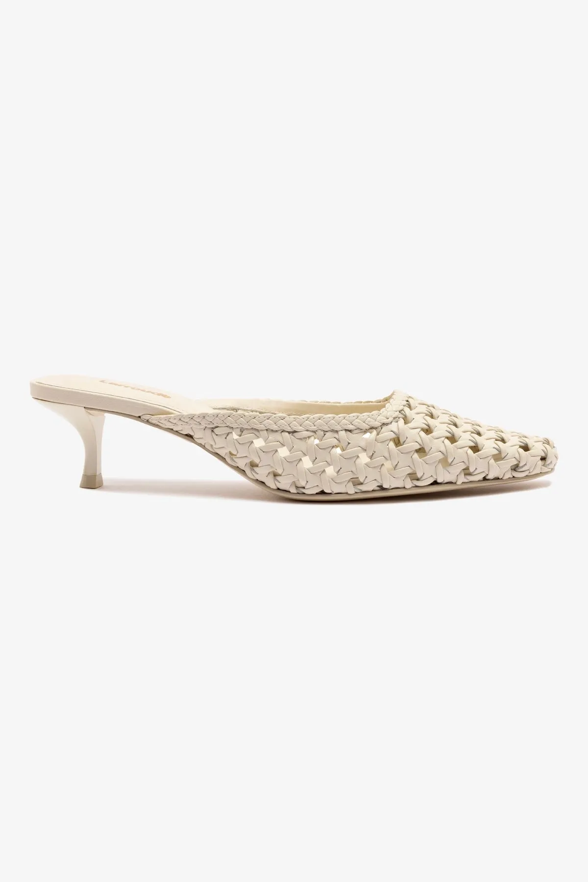 Amal Macrame Mule In Ivory Leather sold by Larroude