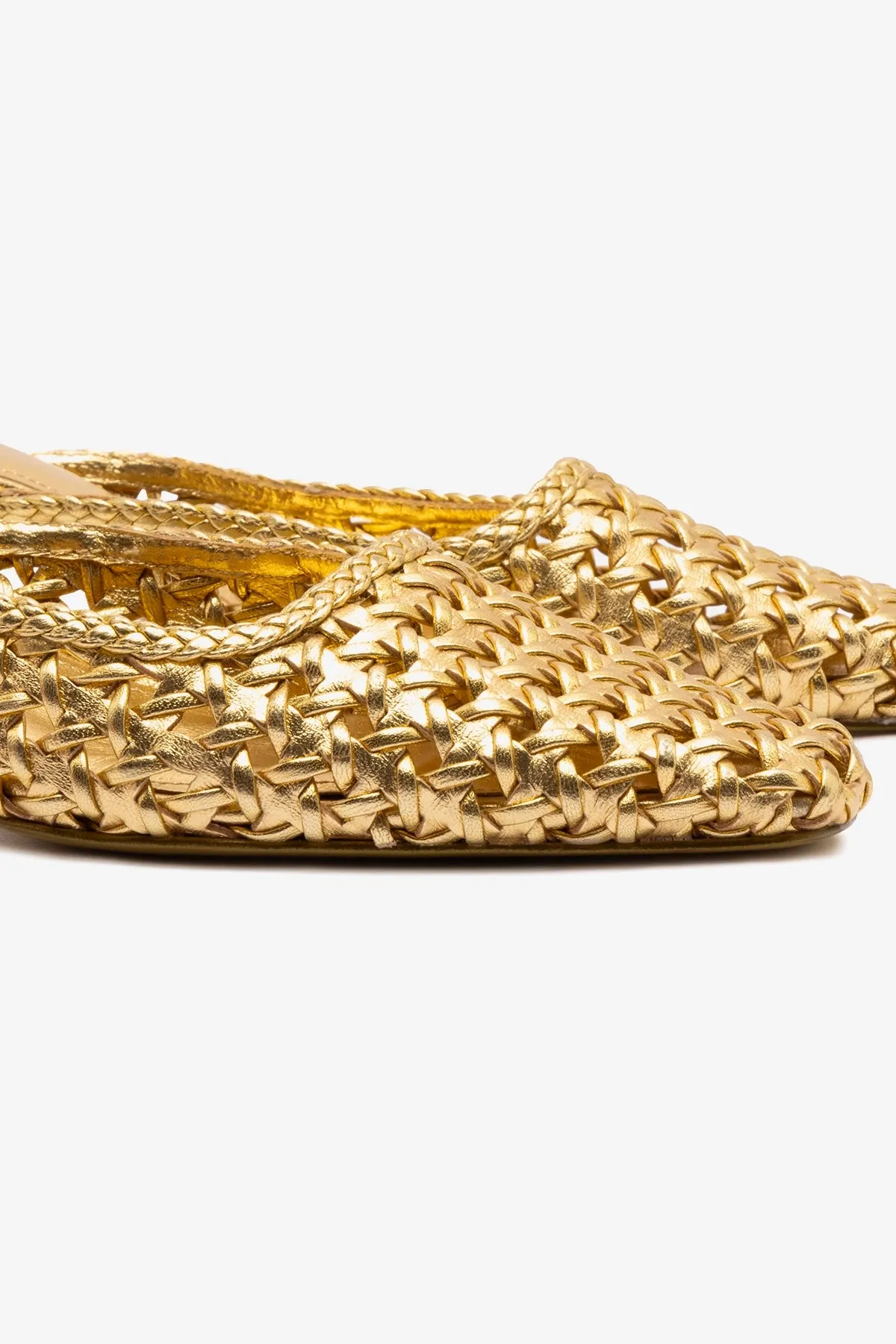 Amal Macrame Mule In Gold Metallic Leather sold by Larroude product image thumbnail 4