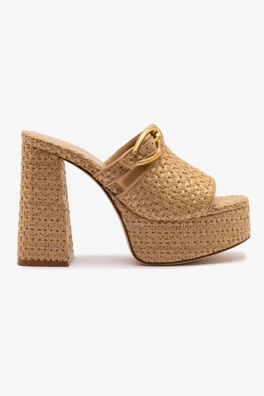 Dolly Verona Mule In Natural Raffia sold by Larroude