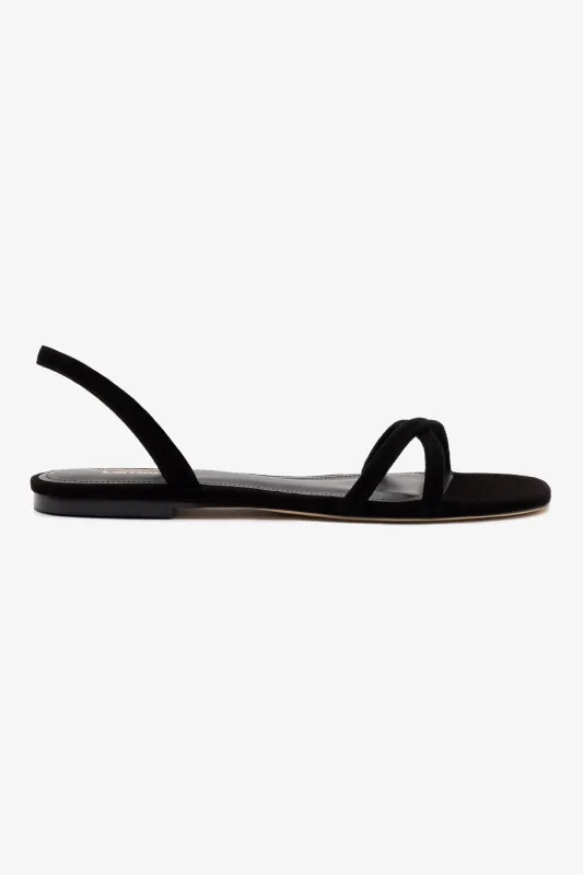 Annie Flat In Black Suede sold by Larroude