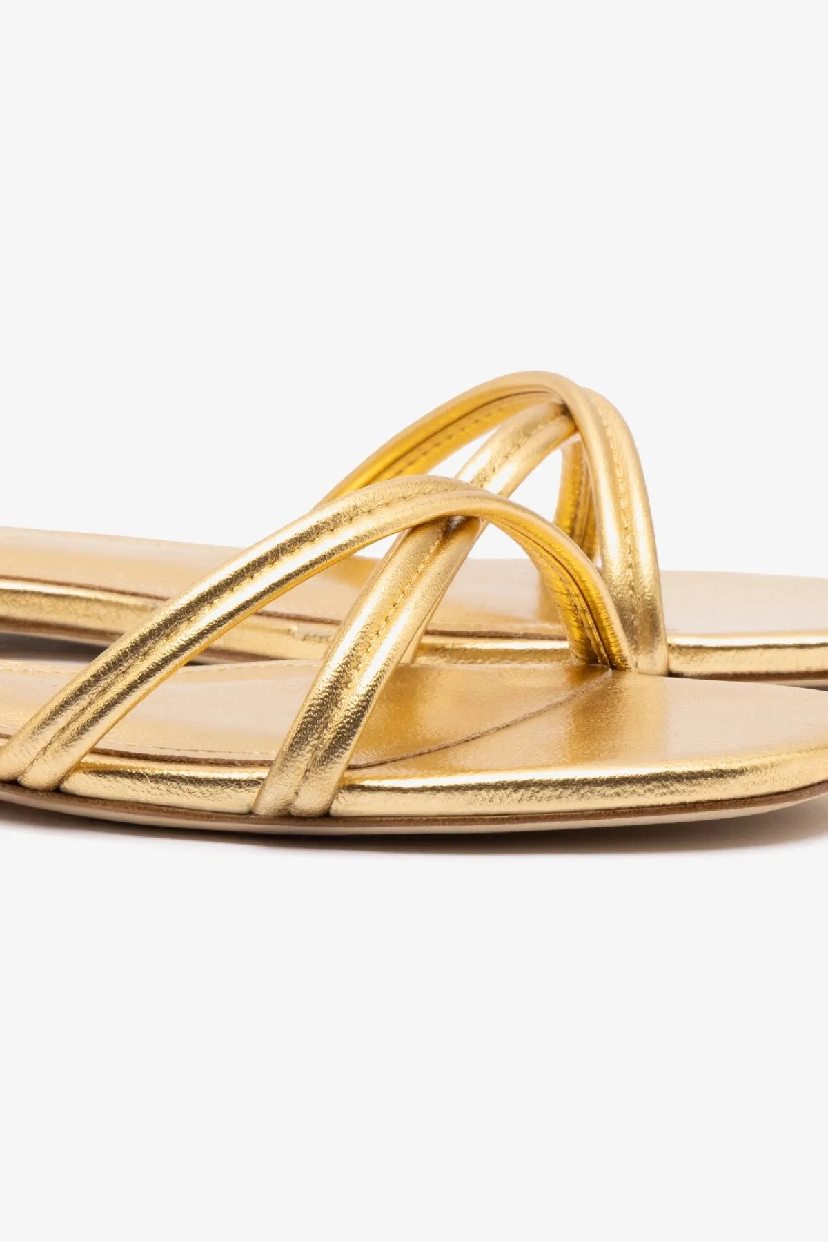 Annie Flat In Gold Metallic Leather sold by Larroude product image thumbnail 4