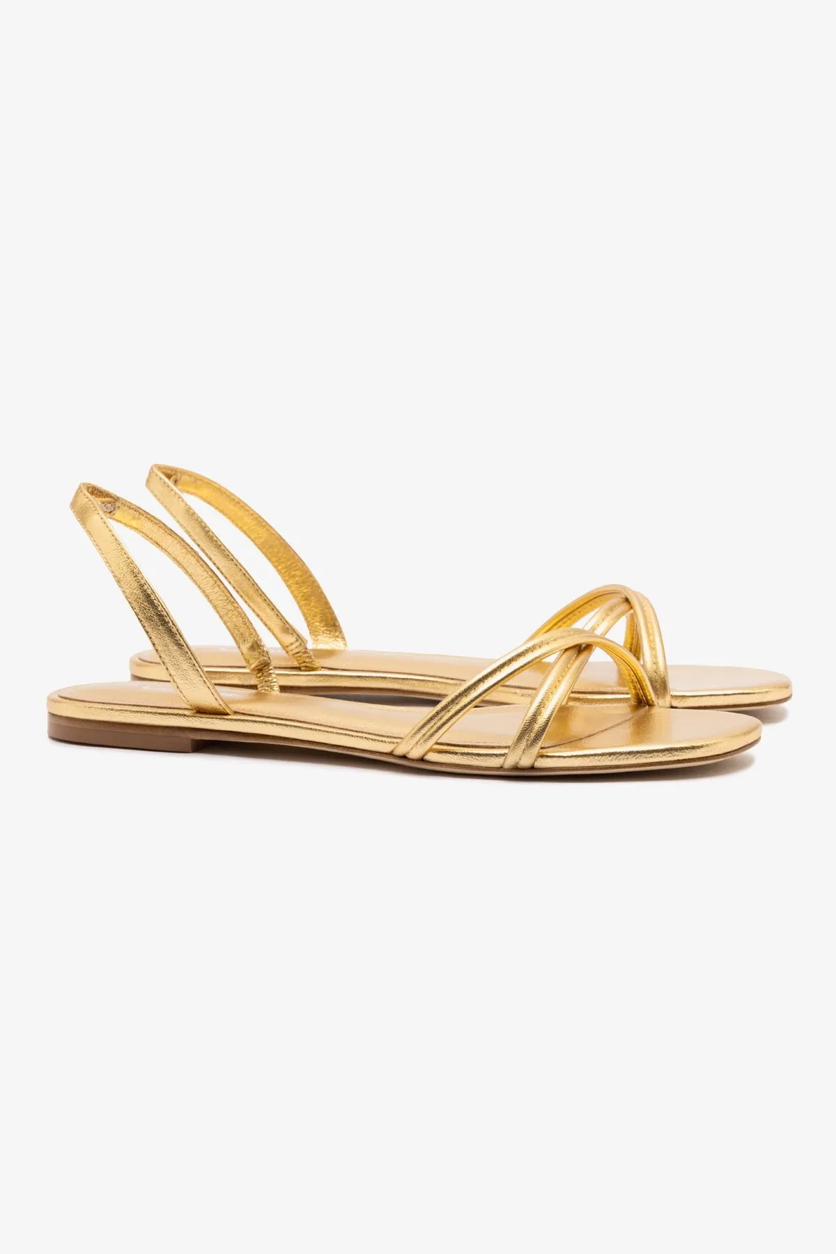 Annie Flat In Gold Metallic Leather sold by Larroude product image thumbnail 3
