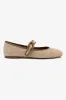 Verona Ballet Flat In Natural Raffia and Hazelnut Trimming sold by Larroude