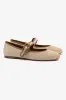 Verona Ballet Flat In Natural Raffia and Hazelnut Trimming sold by Larroude