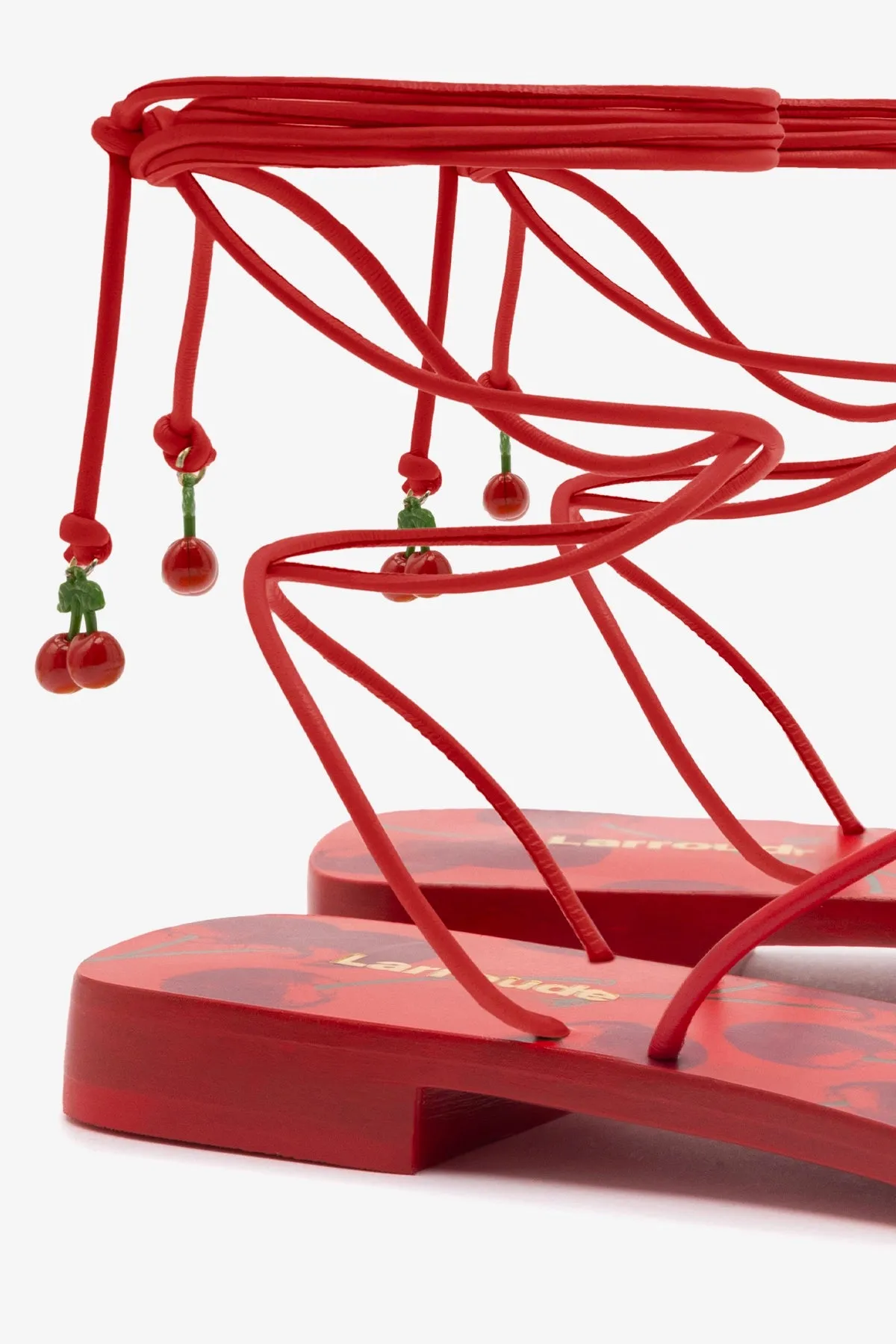 Nadia Flat Sandal In Scarlet Leather sold by Larroude product image thumbnail 4