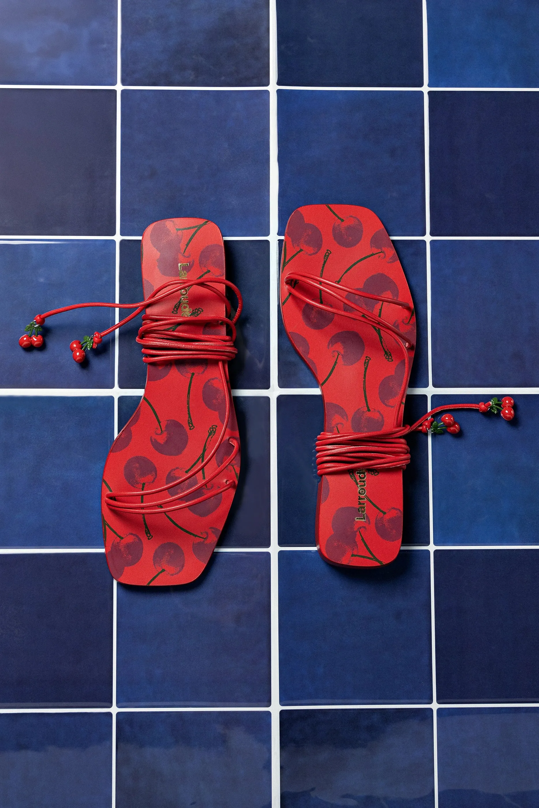Nadia Flat Sandal In Scarlet Leather sold by Larroude product image thumbnail 2
