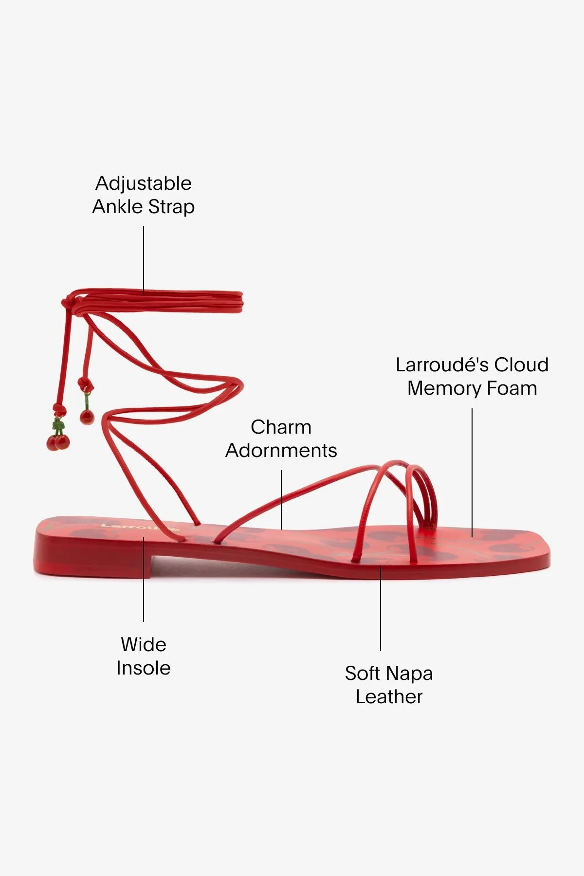 Nadia Flat Sandal In Scarlet Leather sold by Larroude product image thumbnail 5