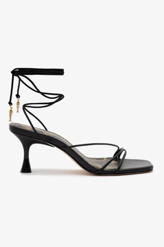 Nadia Sandal In Black Leather sold by Larroude