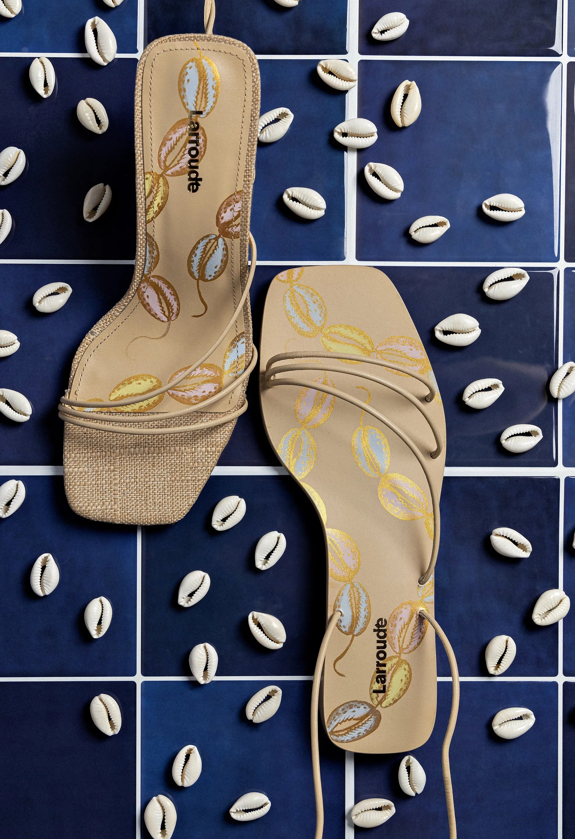 Nadia Flat Sandal In Beige Leather sold by Larroude product image thumbnail 2