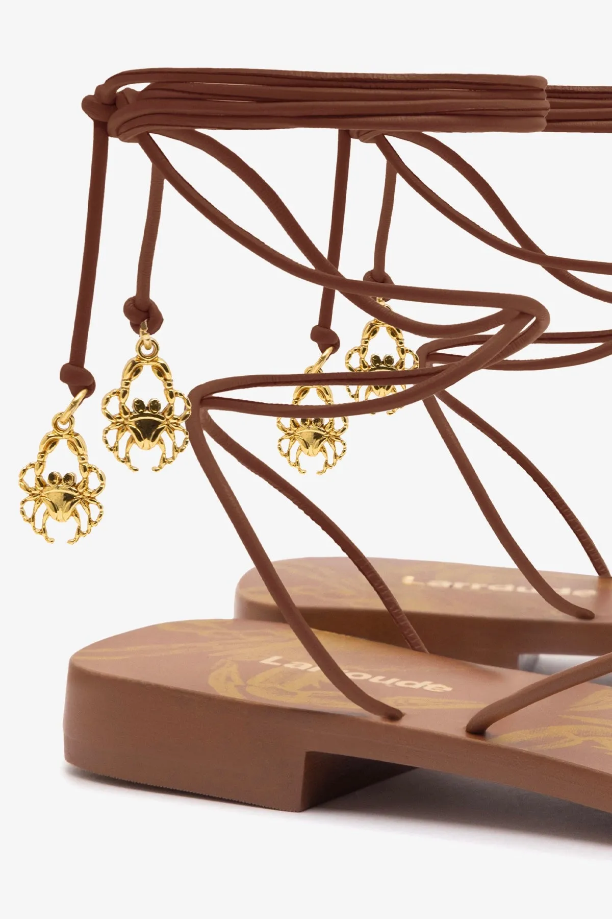 Nadia Flat Sandal In Caramel Leather sold by Larroude product image thumbnail 4