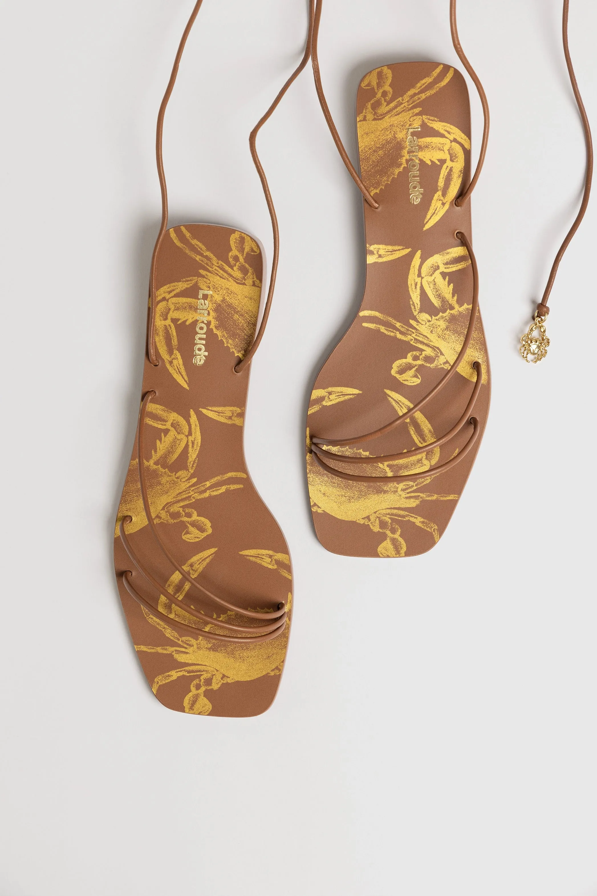 Nadia Flat Sandal In Caramel Leather sold by Larroude product image thumbnail 2