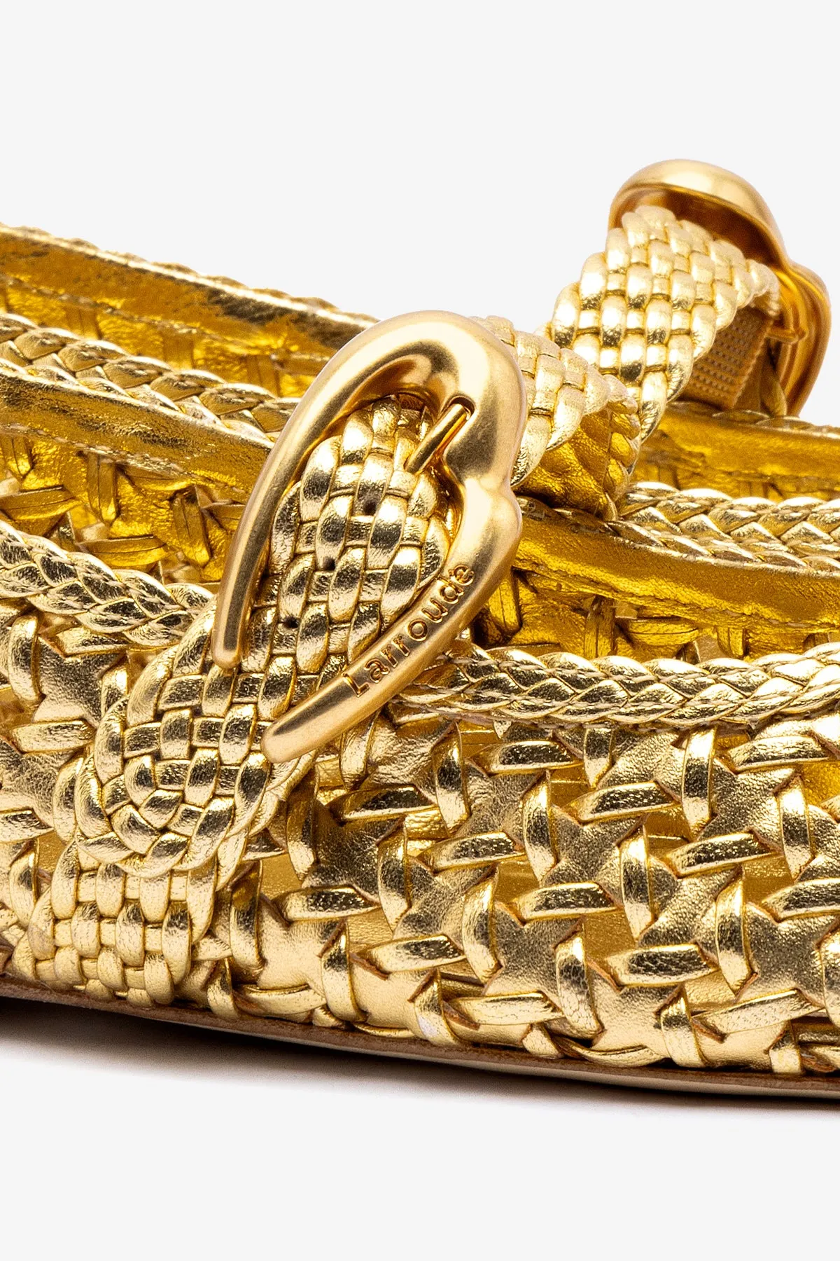 Verona New Macrame In Gold Metallic Leather sold by Larroude product image thumbnail 4