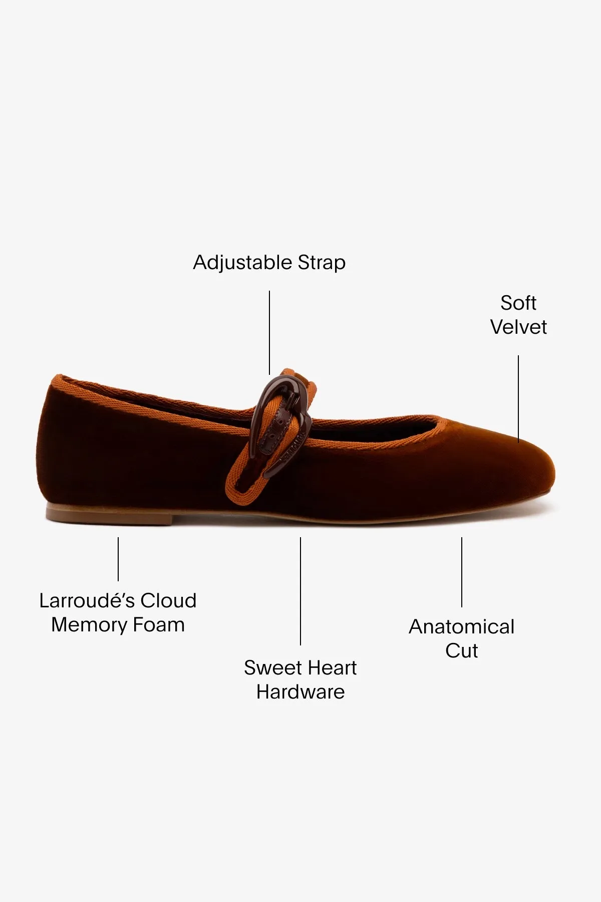 Verona Ballet Flat In Cuoio Velvet sold by Larroude product image thumbnail 5