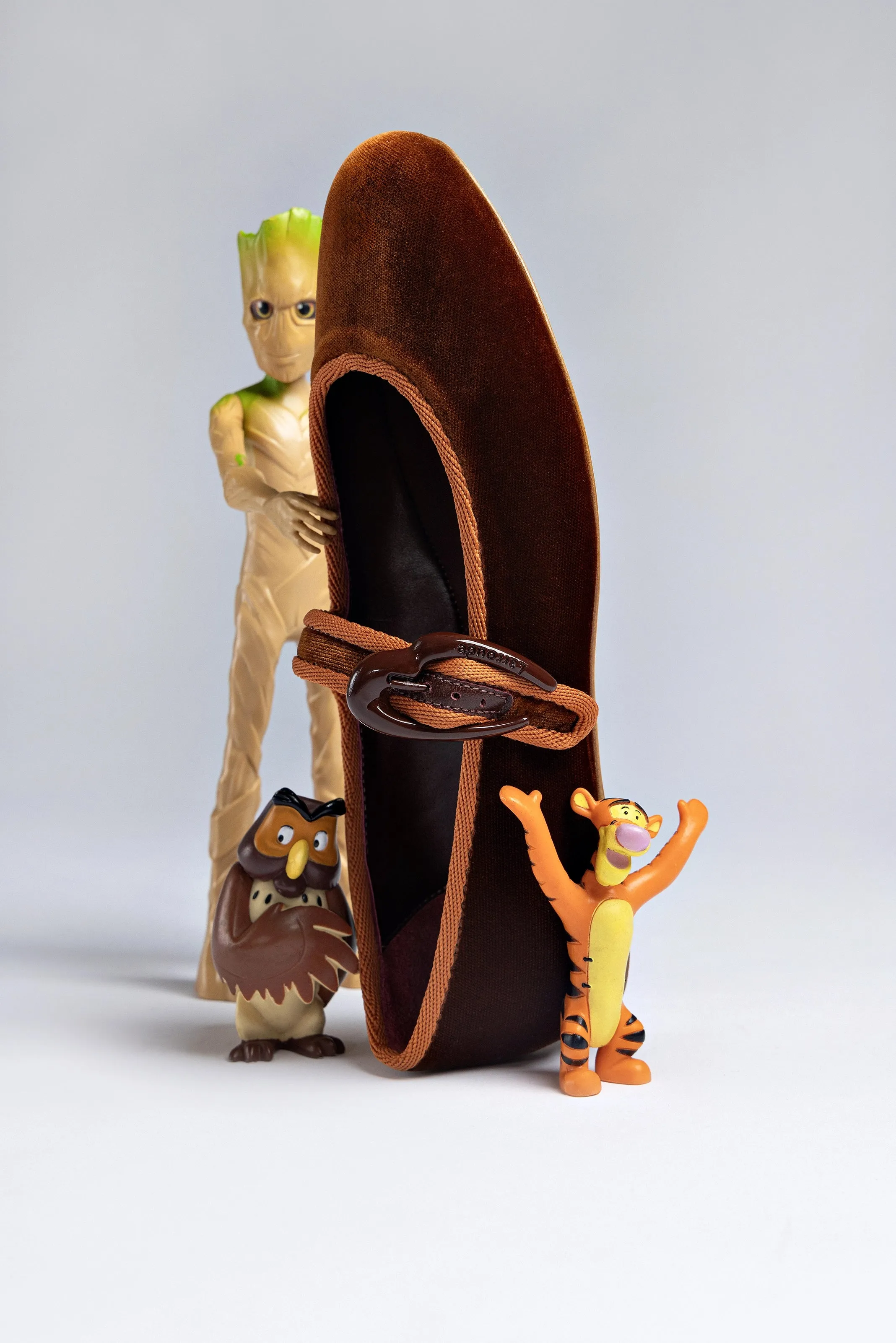 Verona Ballet Flat In Cuoio Velvet sold by Larroude product image thumbnail 2