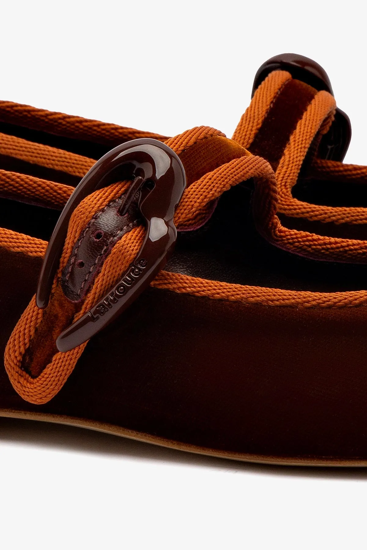 Verona Ballet Flat In Cuoio Velvet sold by Larroude product image thumbnail 4