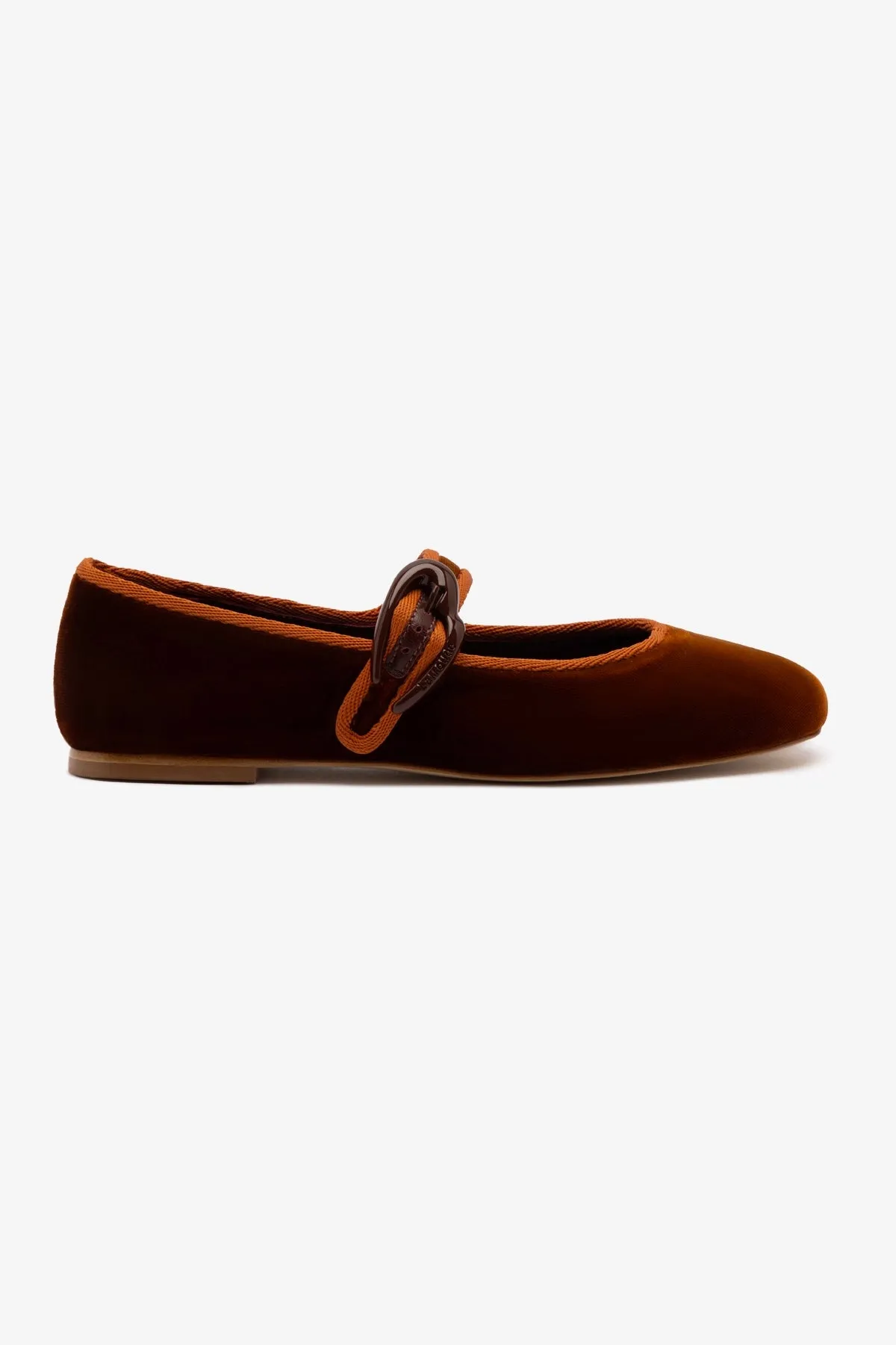Verona Ballet Flat In Cuoio Velvet sold by Larroude