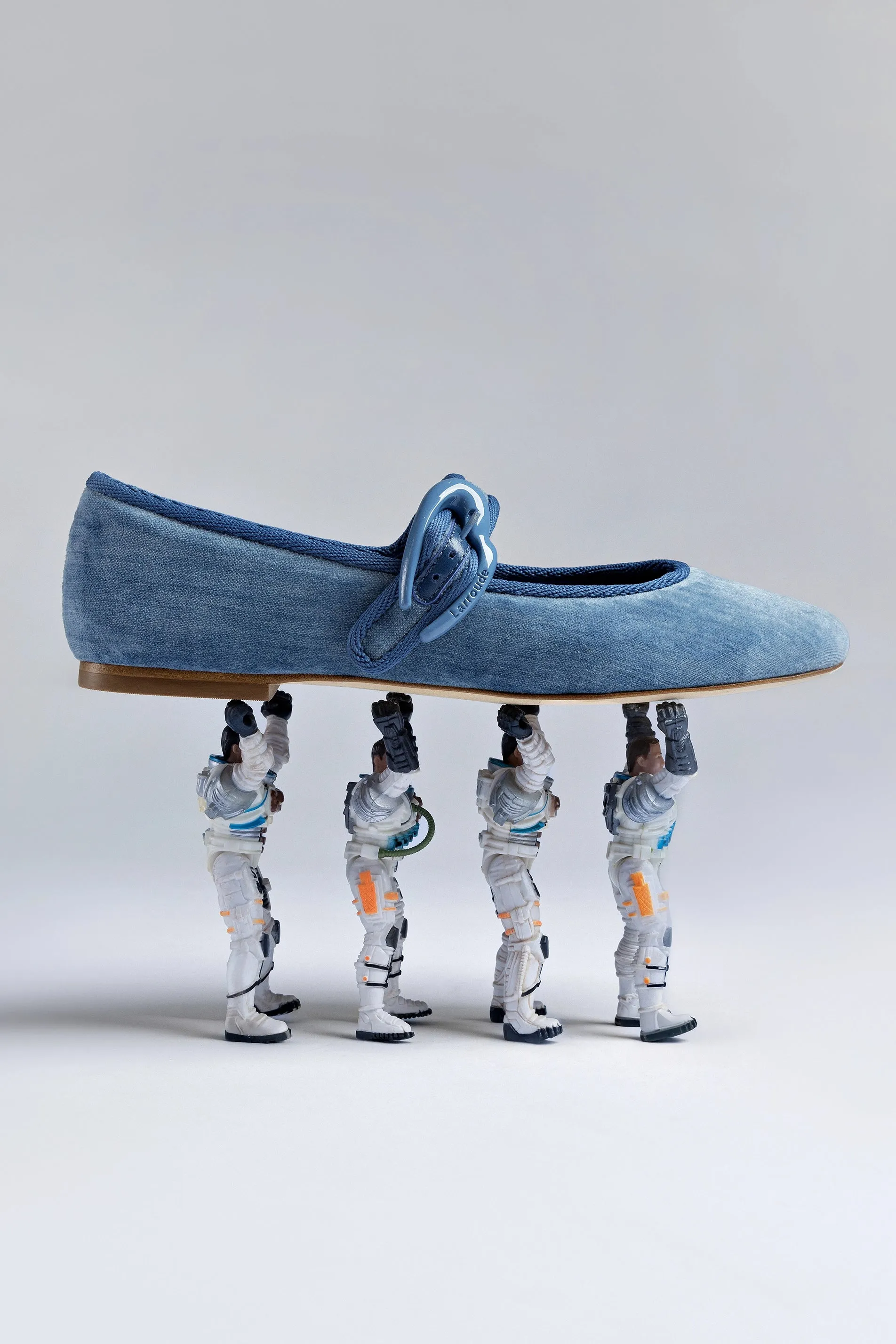 Verona Ballet Flat In French Blue Velvet sold by Larroude product image thumbnail 2