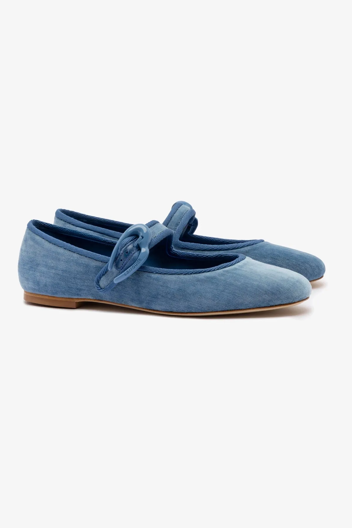 Verona Ballet Flat In French Blue Velvet sold by Larroude product image thumbnail 3