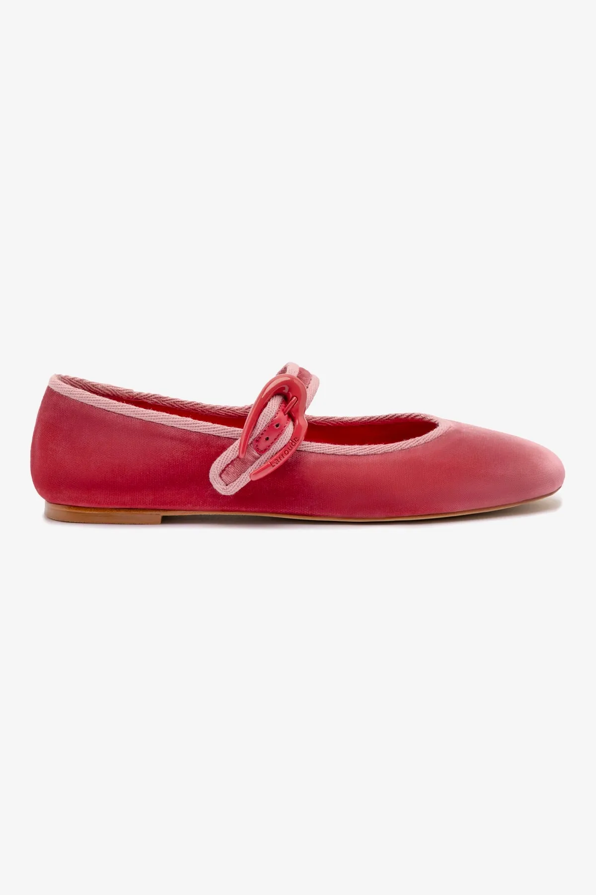 Verona Ballet Flat In Lampone Velvet sold by Larroude