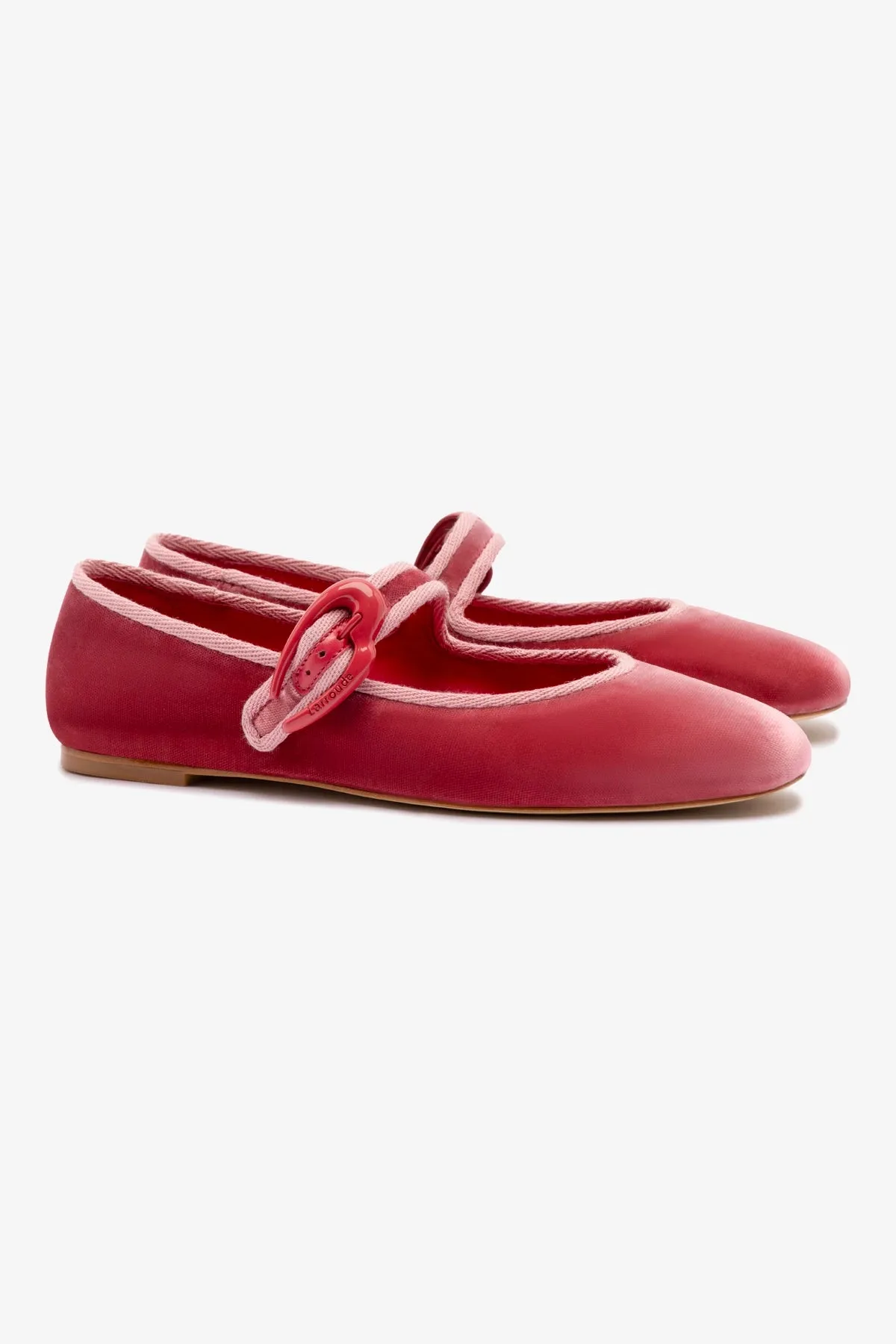 Verona Ballet Flat In Lampone Velvet sold by Larroude product image thumbnail 3