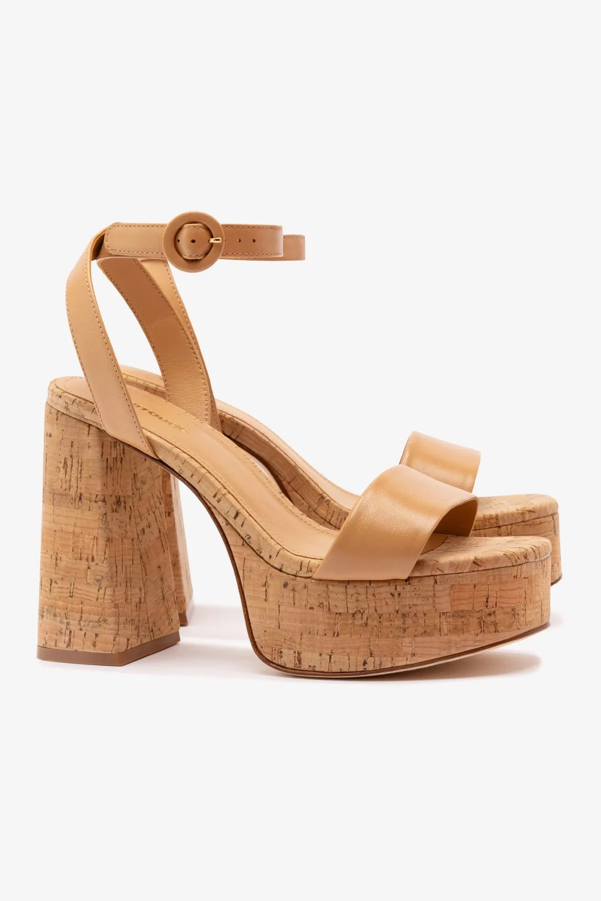 Dolly Sandal In Tan Leather and Natural Cork sold by Larroude product image thumbnail 2