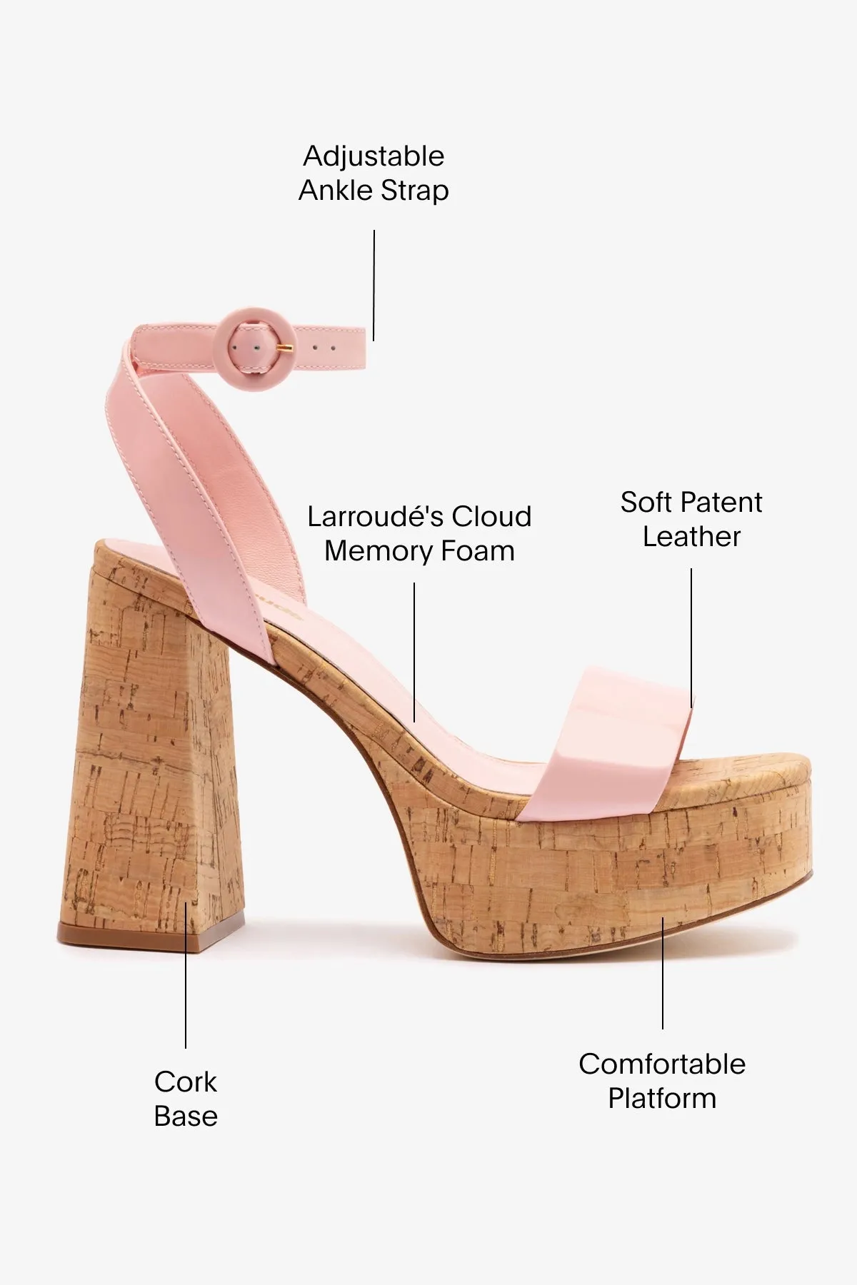 Dolly Sandal In Tulip Patent Leather and Natural Cork sold by Larroude product image thumbnail 5