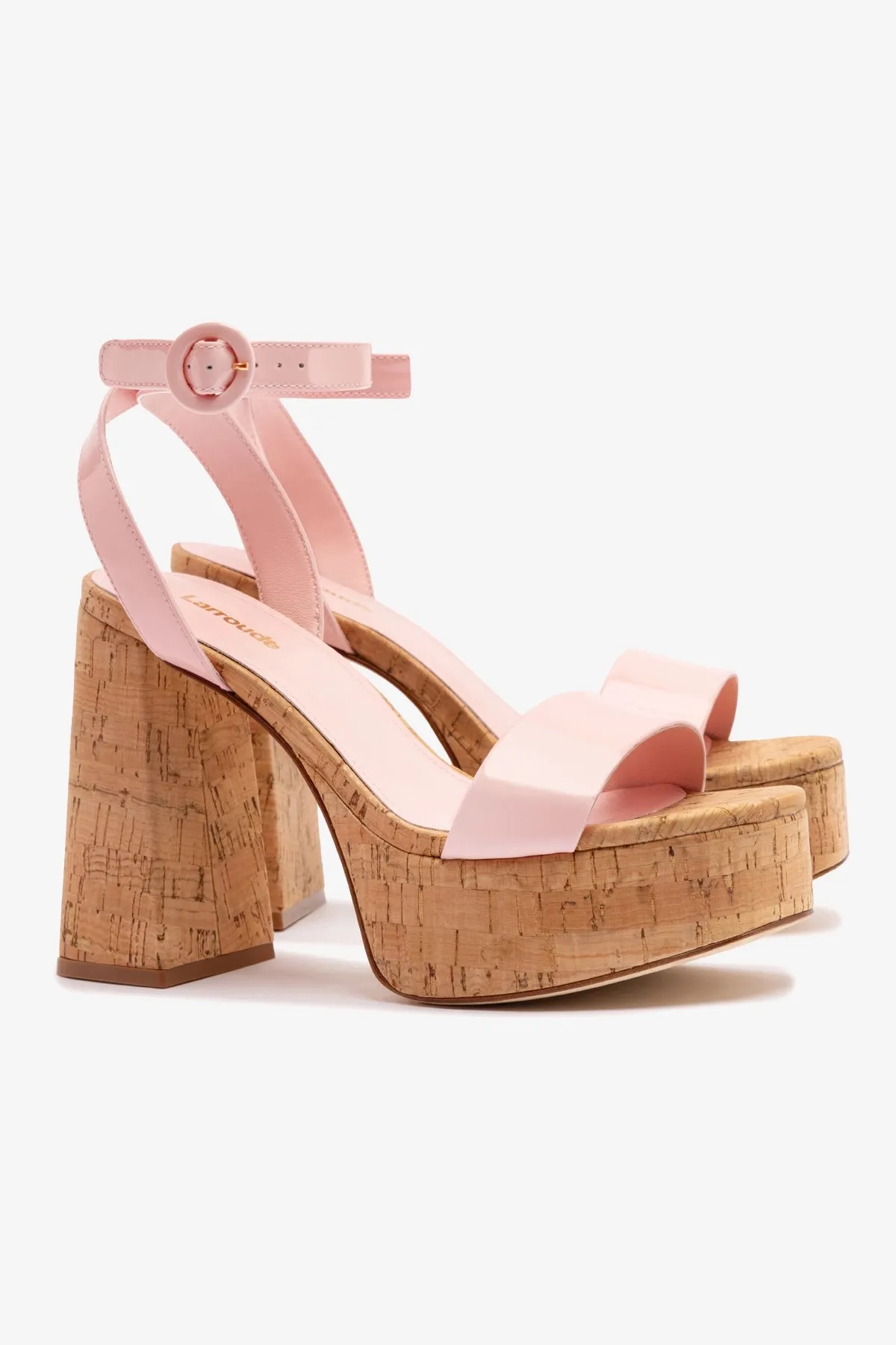 Dolly Sandal In Tulip Patent Leather and Natural Cork sold by Larroude product image thumbnail 2