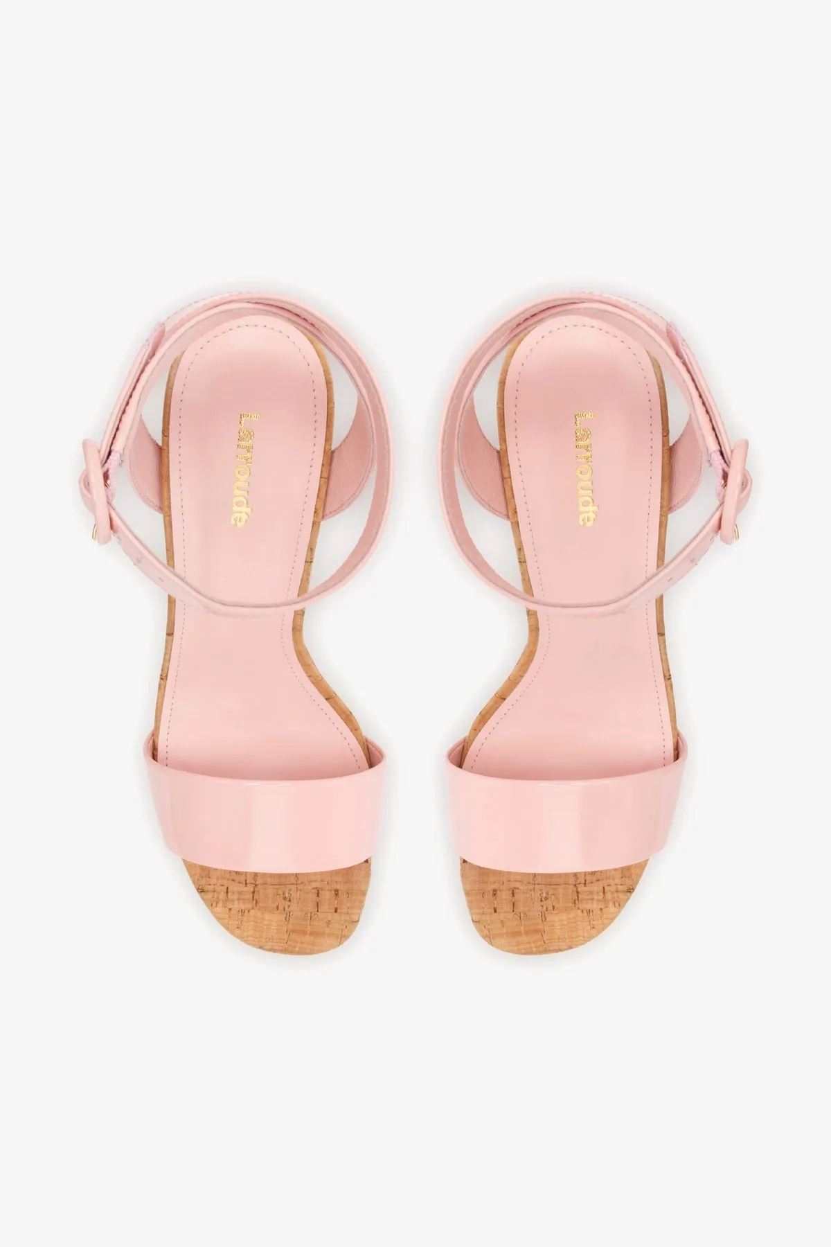 Dolly Sandal In Tulip Patent Leather and Natural Cork sold by Larroude product image thumbnail 4