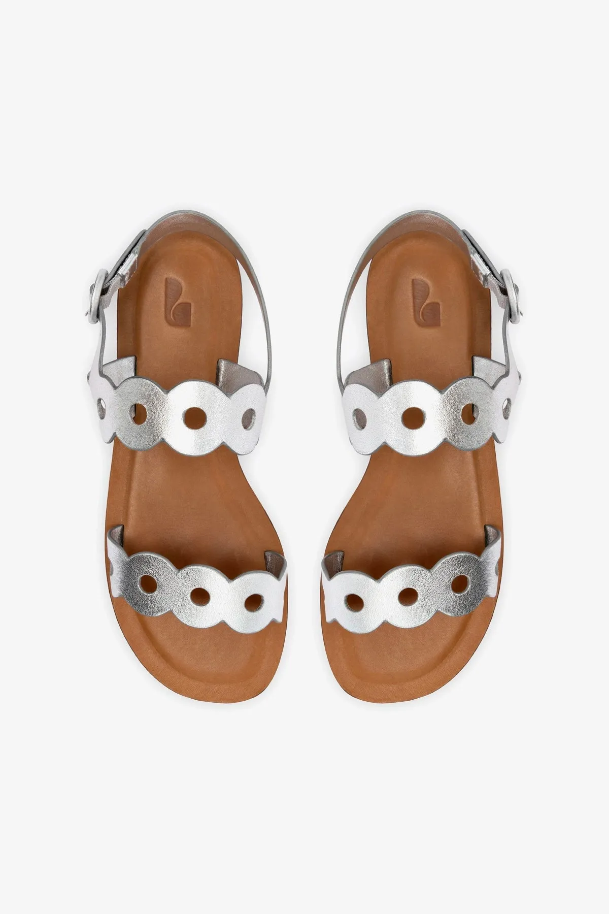 Florence Flat Sandal In Silver Metallic Leather sold by Larroude product image thumbnail 3