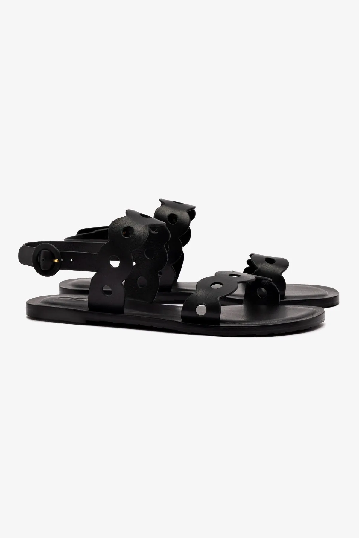 Florence Flat Sandal In Black Leather sold by Larroude product image thumbnail 2