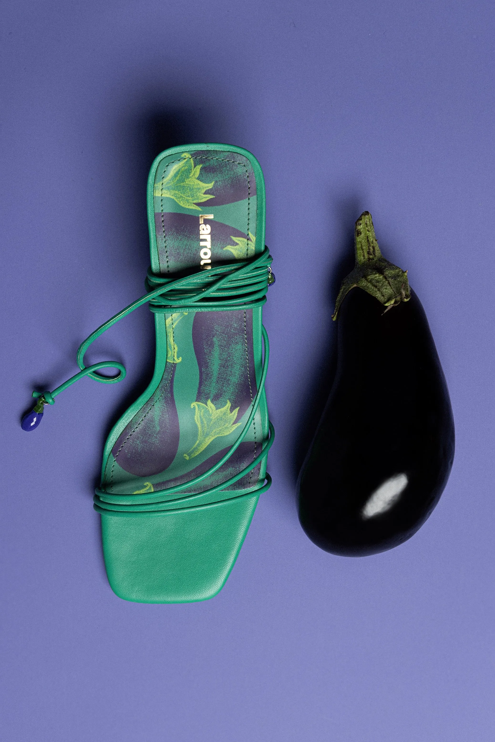 Nadia Sandal In Green Leather sold by Larroude product image thumbnail 2