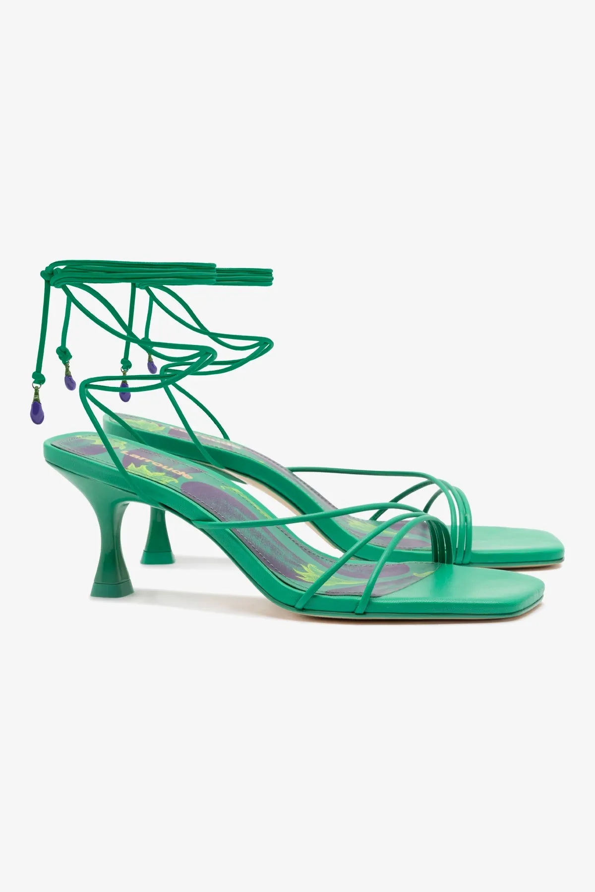 Nadia Sandal In Green Leather sold by Larroude product image thumbnail 3