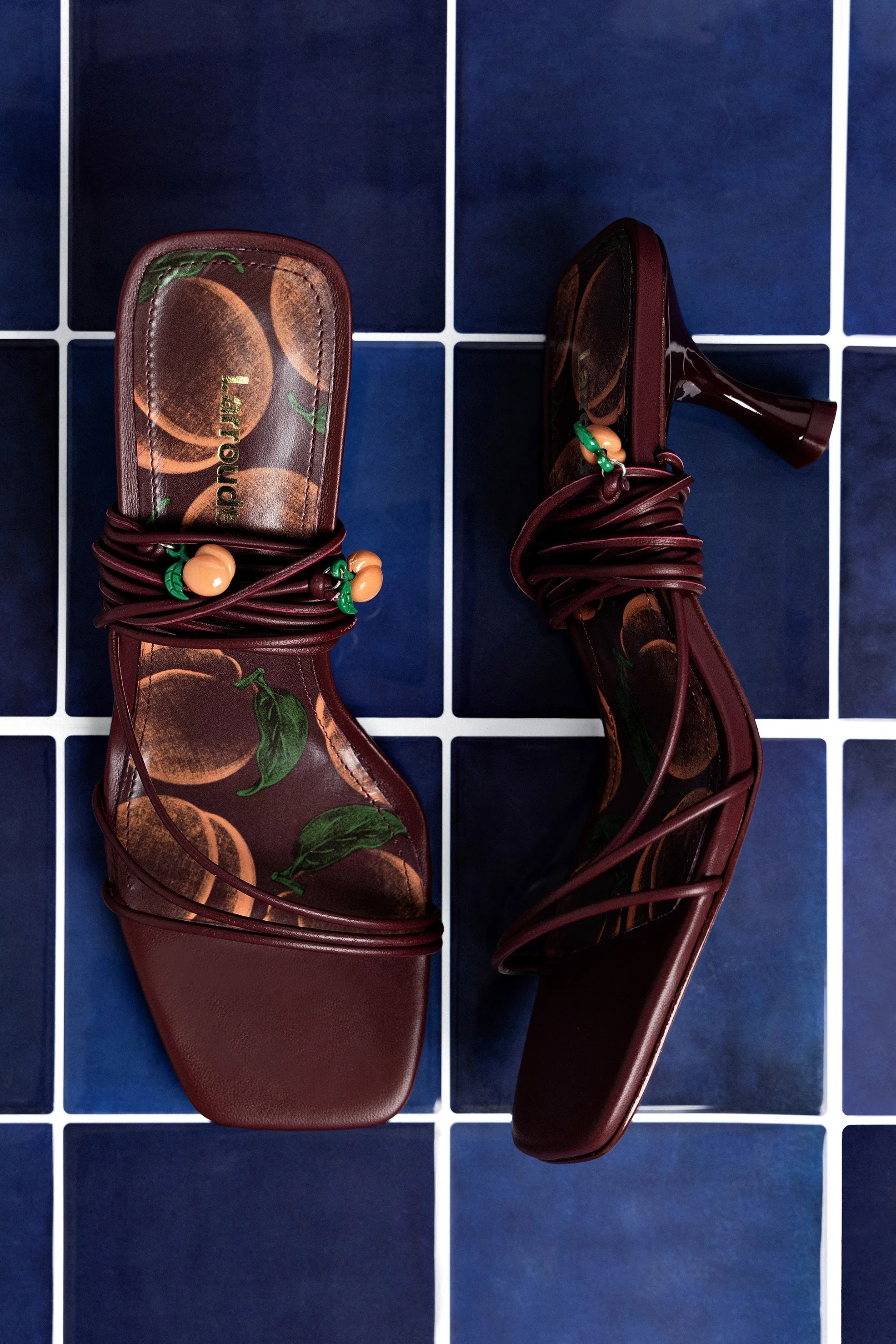 Nadia Sandal In Burgundy Leather sold by Larroude product image thumbnail 2