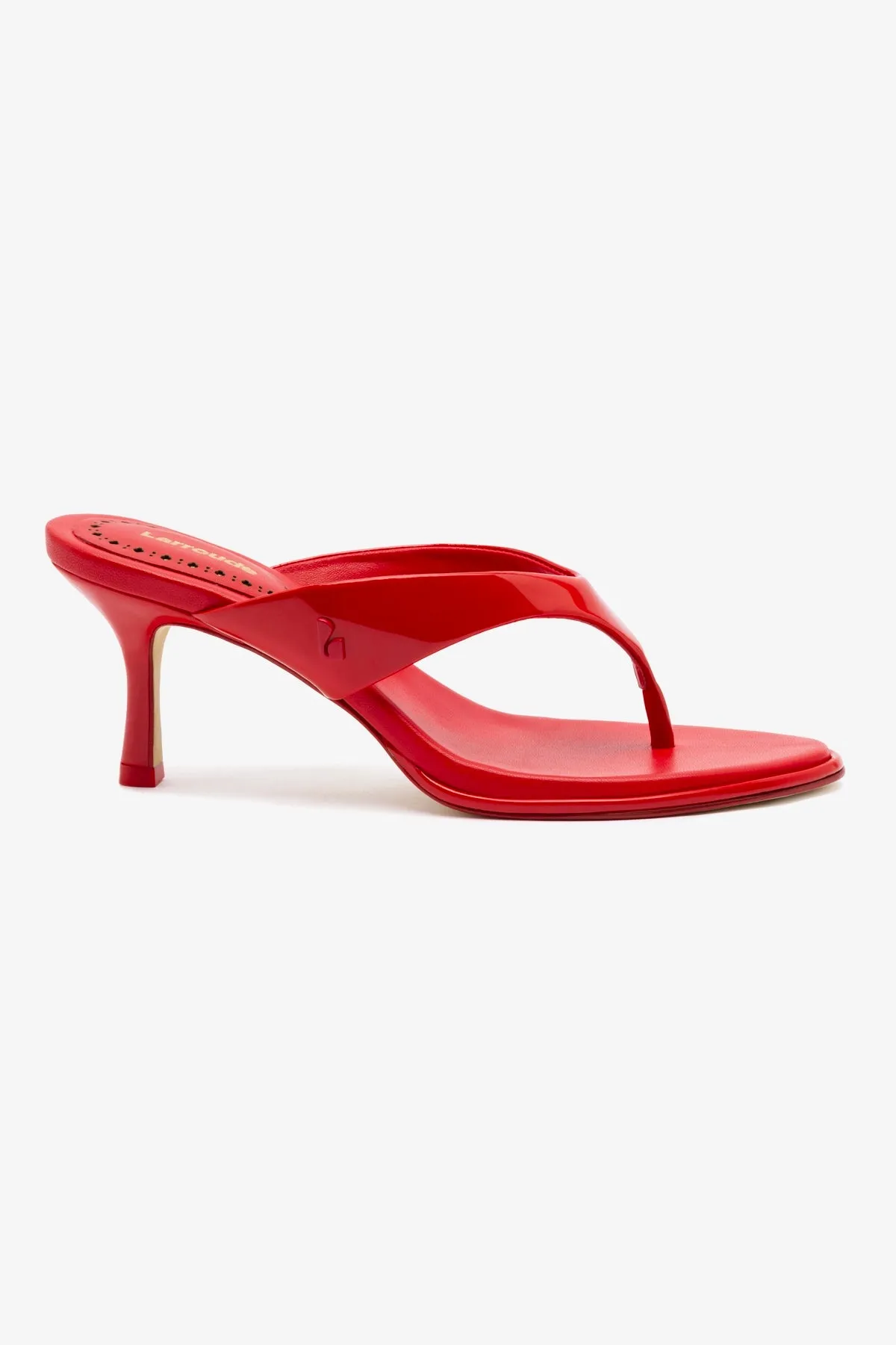 Gaia Sandal In Scarlet Leather sold by Larroude