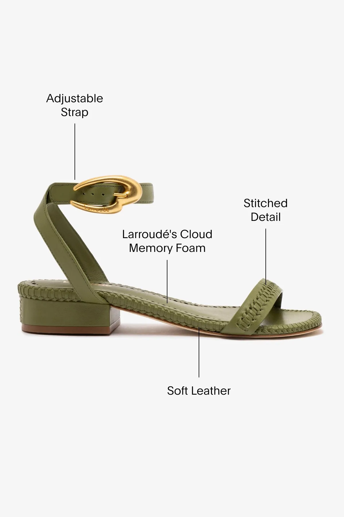 Verona Flat Sandal In Seaweed Leather sold by Larroude product image thumbnail 5