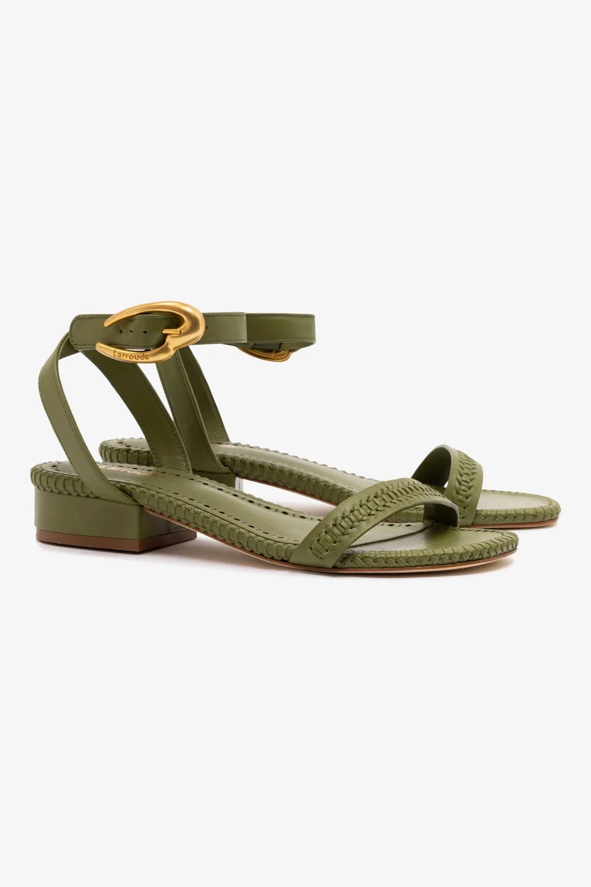 Verona Flat Sandal In Seaweed Leather sold by Larroude product image thumbnail 3