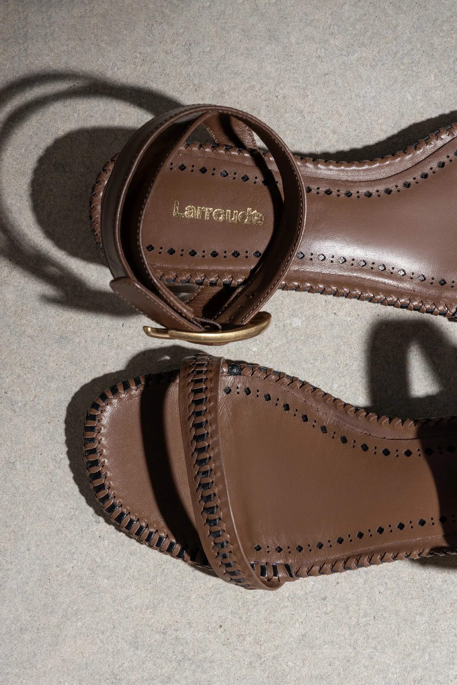 Verona Flat Sandal In Burnt Umber Leather sold by Larroude product image thumbnail 2