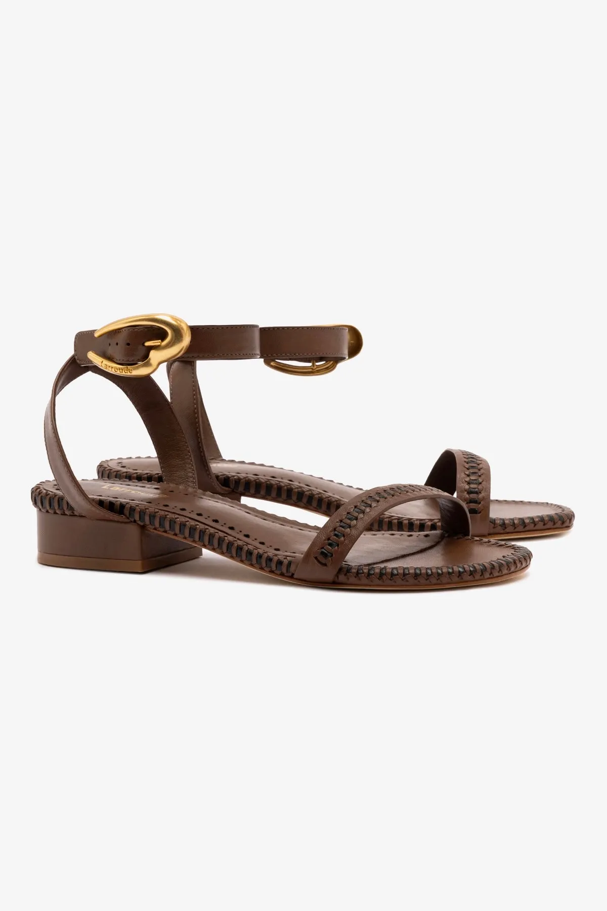 Verona Flat Sandal In Burnt Umber Leather sold by Larroude product image thumbnail 3