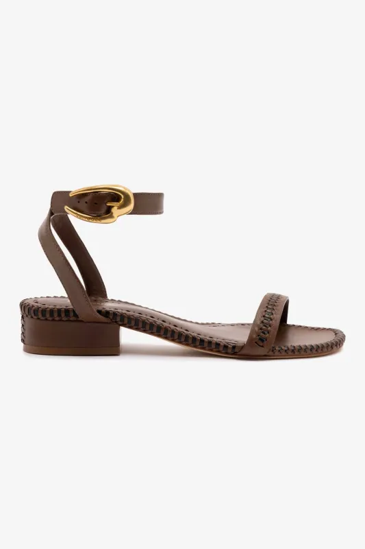 Verona Flat Sandal In Burnt Umber Leather sold by Larroude