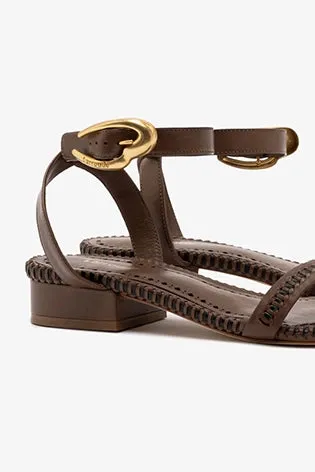 Verona Flat Sandal In Burnt Umber Leather sold by Larroude product image thumbnail 4